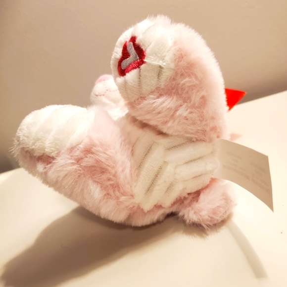 Pink and white plush valentine bear - Picture 5 of 12